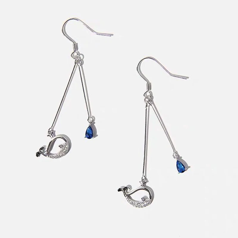 

925 Sterling Silver Pin Hollow Leaf Butterfly Sapphire Whale and Other Exquisite Fashion Earrings