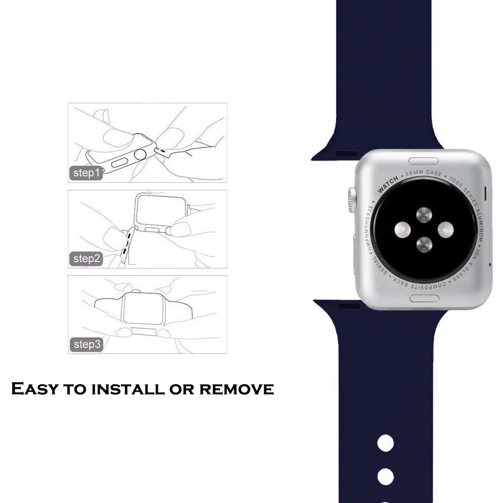 Спортивные костюмы в полоску, ремешок для наручных часов Apple Watch 5 Series 5 4/3/2 Браслет ремешок для наручных часов iWatch 38 мм/40 мм/42 мм/44 мм мягкий силиконовый сменный ремешок