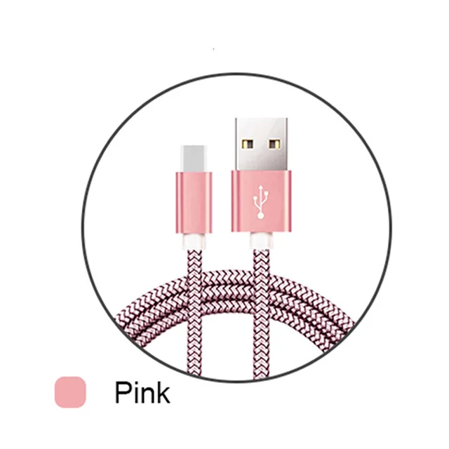 Pink Usb type-C кабель для быстрой зарядки мобильного телефона Android для huawei P20 Lite Pro Синхронизация данных зарядный нейлоновый шнур для samsung Galaxy S9 S8 - Цвет: Pink