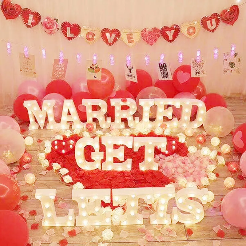 Украшения с буквами романтическое свадебное украшение для свадьбы светодиодный