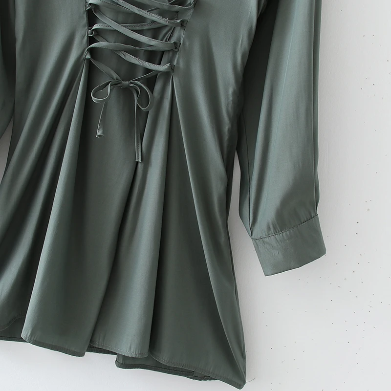 

HWLZLTZHT Women 2021 Fashion With Drawstring Pleated Mini Dress Vintage Long Sleeve Side Zipper Female Dresses Vestidos