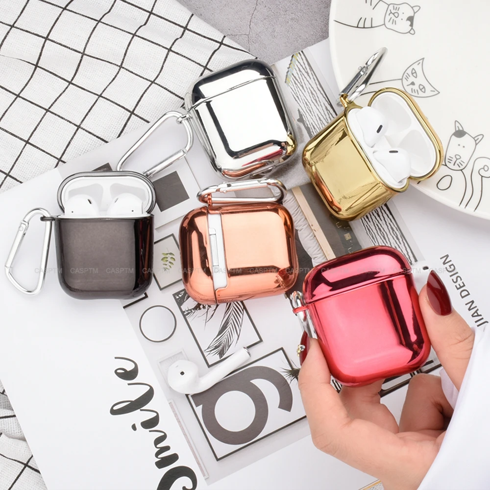 Чехол для наушников AirPods 1 2 жесткий с гальваническим покрытием | Электроника