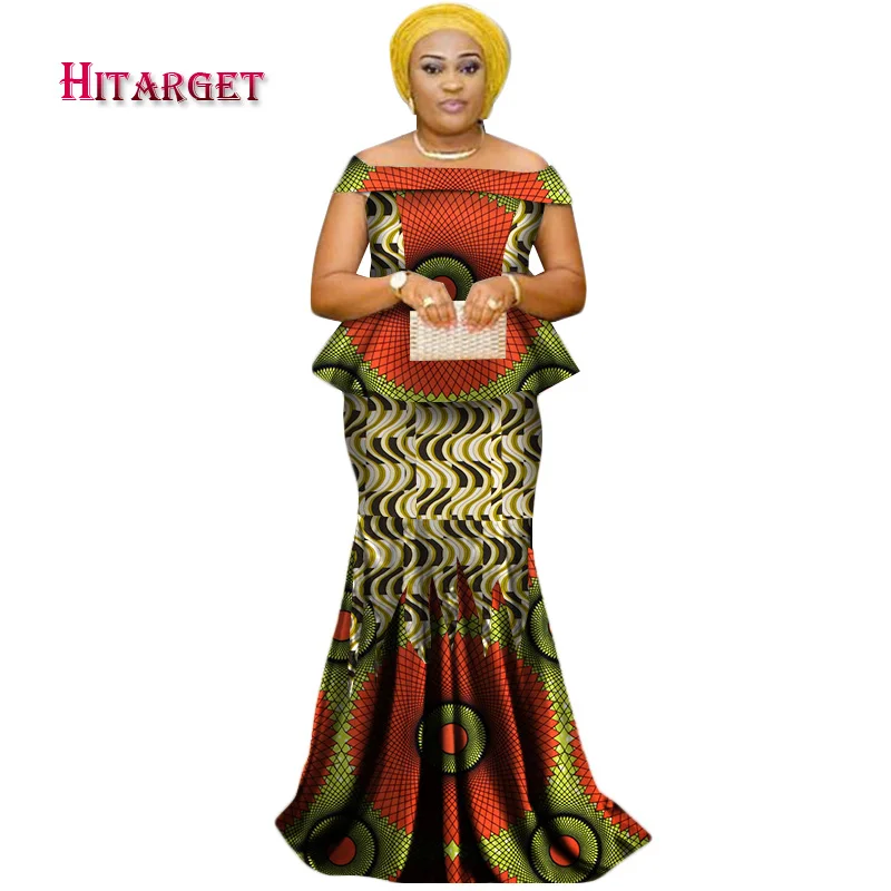 Осенние африканские платья для женщин комплект из 2 предметов женские Топы с