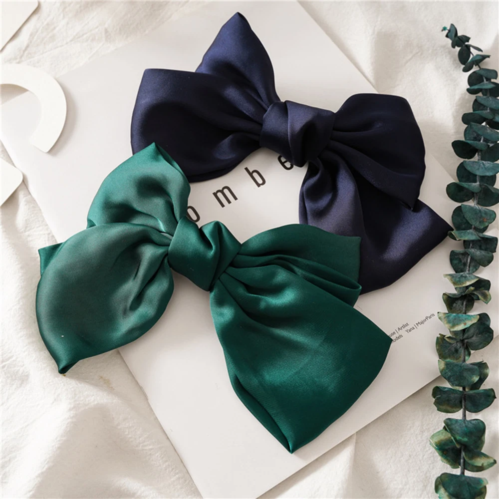 1 шт. Boho большой бант с бантом атласные шпильки для волос заколки хвост держатель