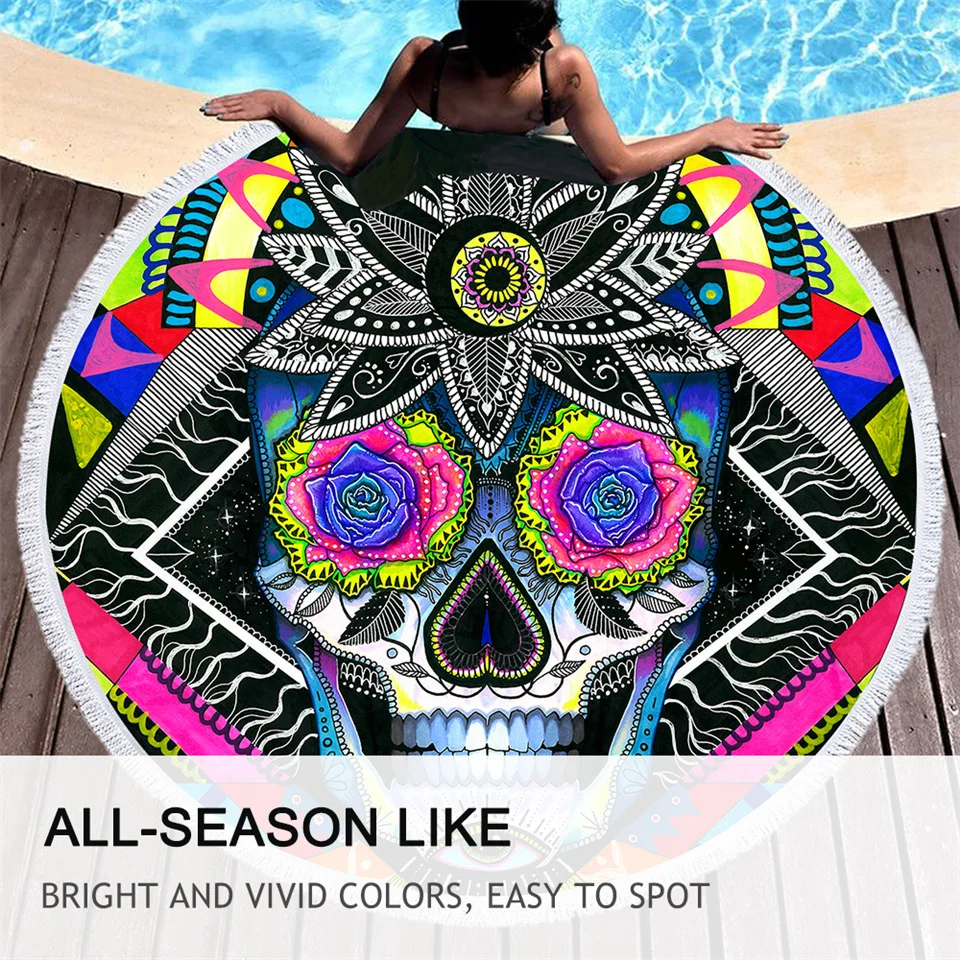 Сахарный Череп от Pixie Cold Art круглое пляжное полотенце цветочный гобелен красочная