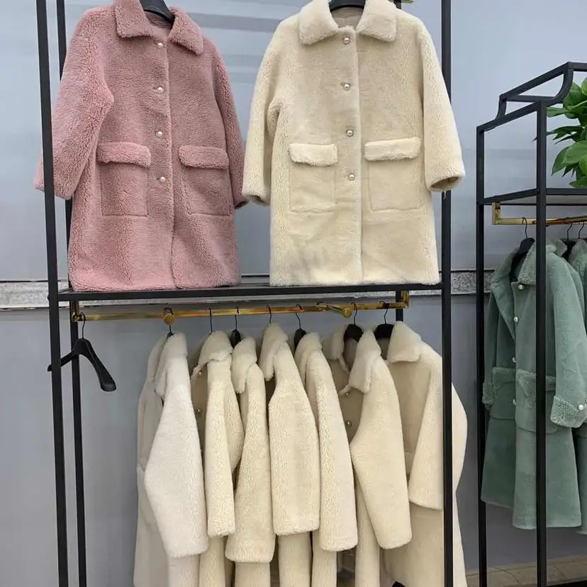 

Anti-season new particle wool fur coat long-sleeved particle cashmere wool mid-length fashion coat female