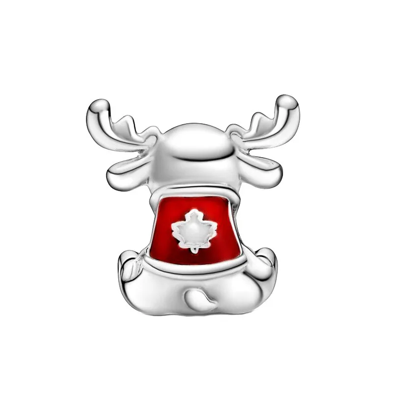 Лето 2020 новые 925 стерлингового серебра Канада Moose кленовый лист амулеты Бусины