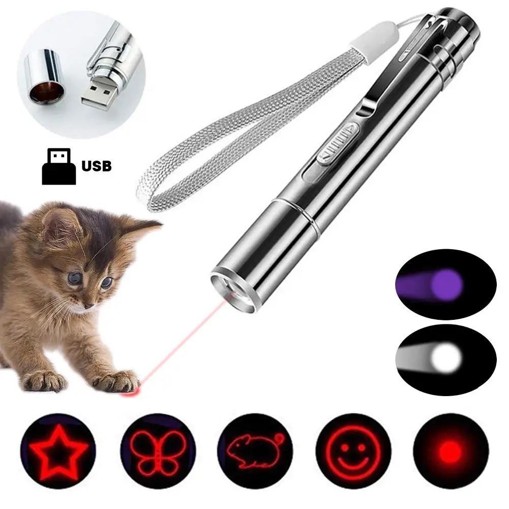 Pet светодиодный лазеры светильник кошка игрушка USB Red Dot Портативный лазерный