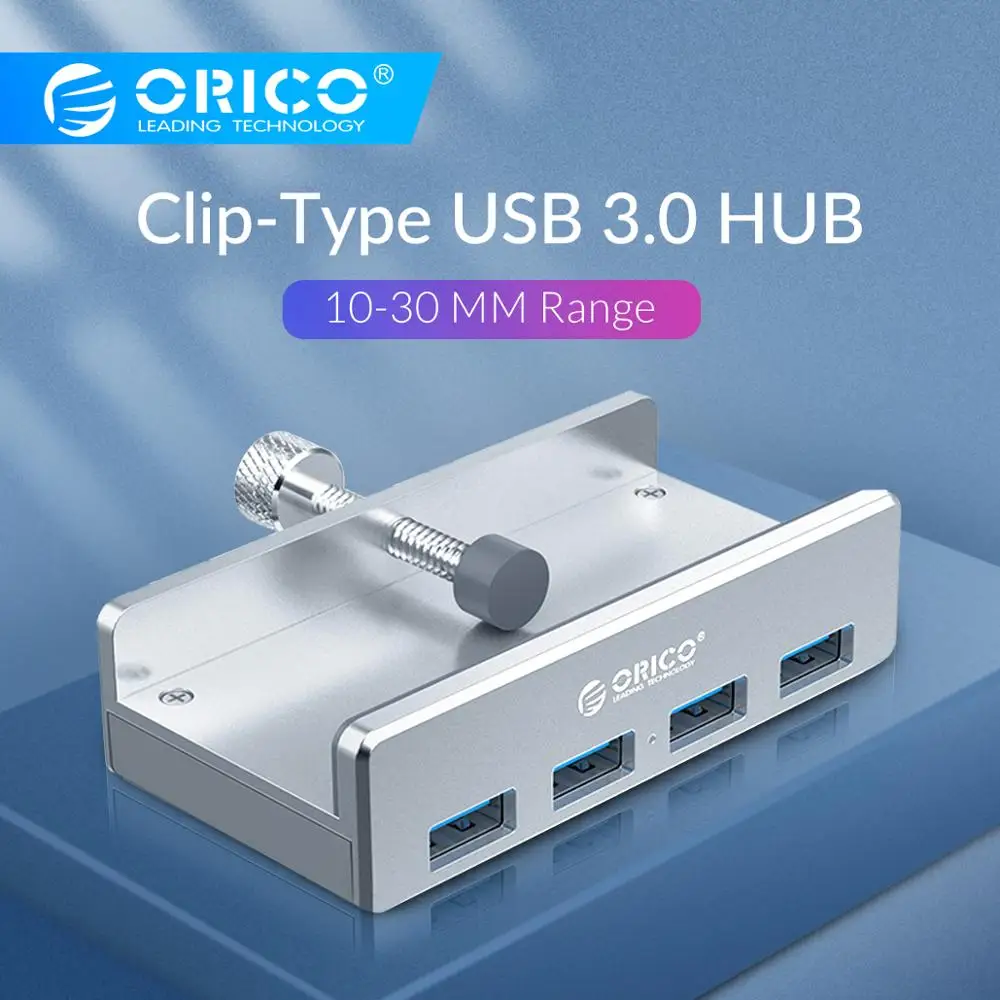 ORICO Clip-type USB3.0 концентратор Алюминиевый внешний мульти 4 порта USB разветвитель адаптер для настольных ноутбуков Компьютерные аксессуары(MH4PU
