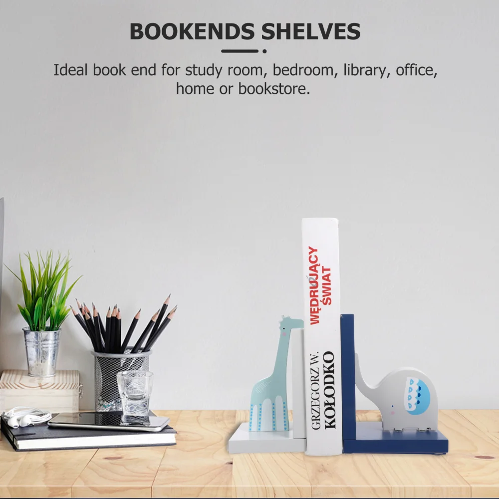 

1 Pair Creative Cartoon Animal Bookends Decorative Book Stoppers Book Stands
