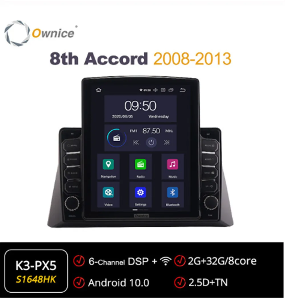 

Ownice Android 10.0 Car Radio forAccord 8th 2008 - 2013 GPS 2 Din Auto Audio System Stereo Player 4G LTE Tesla Style