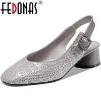 fedonas classic design back strap women summer shoes genuine leather high heels pumps party working shoes woman heels size 34