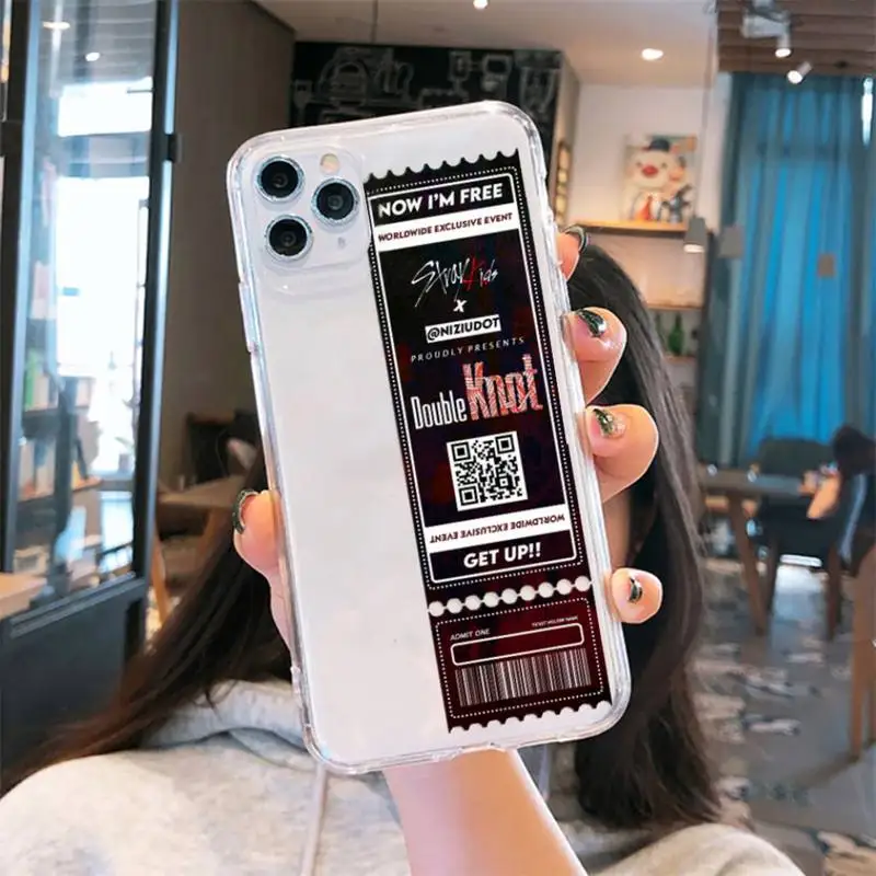

Stray Kids Air tickets Design Phone Case Transparent for iPhone 6 7 8 11 12 s mini pro X XS XR MAX Plus