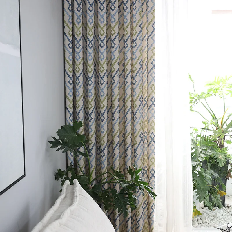 Модные геометрические занавески с цветными линиями для гостиной затеняющая