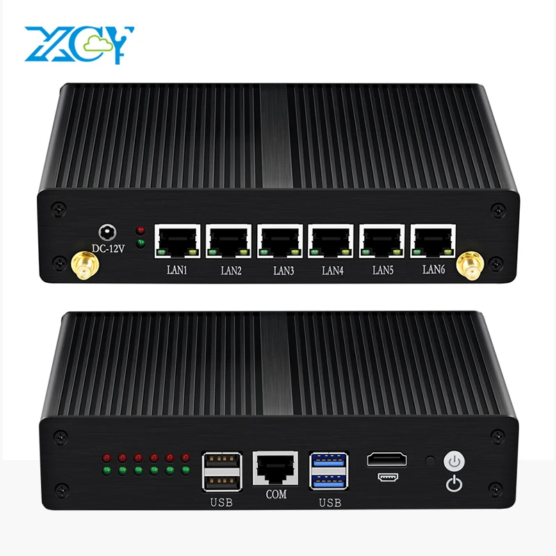 Безвентиляторный мини ПК Intel Celeron 6lan Minipc Linux Win 10 компьютер Тонкий клиент LAN USB