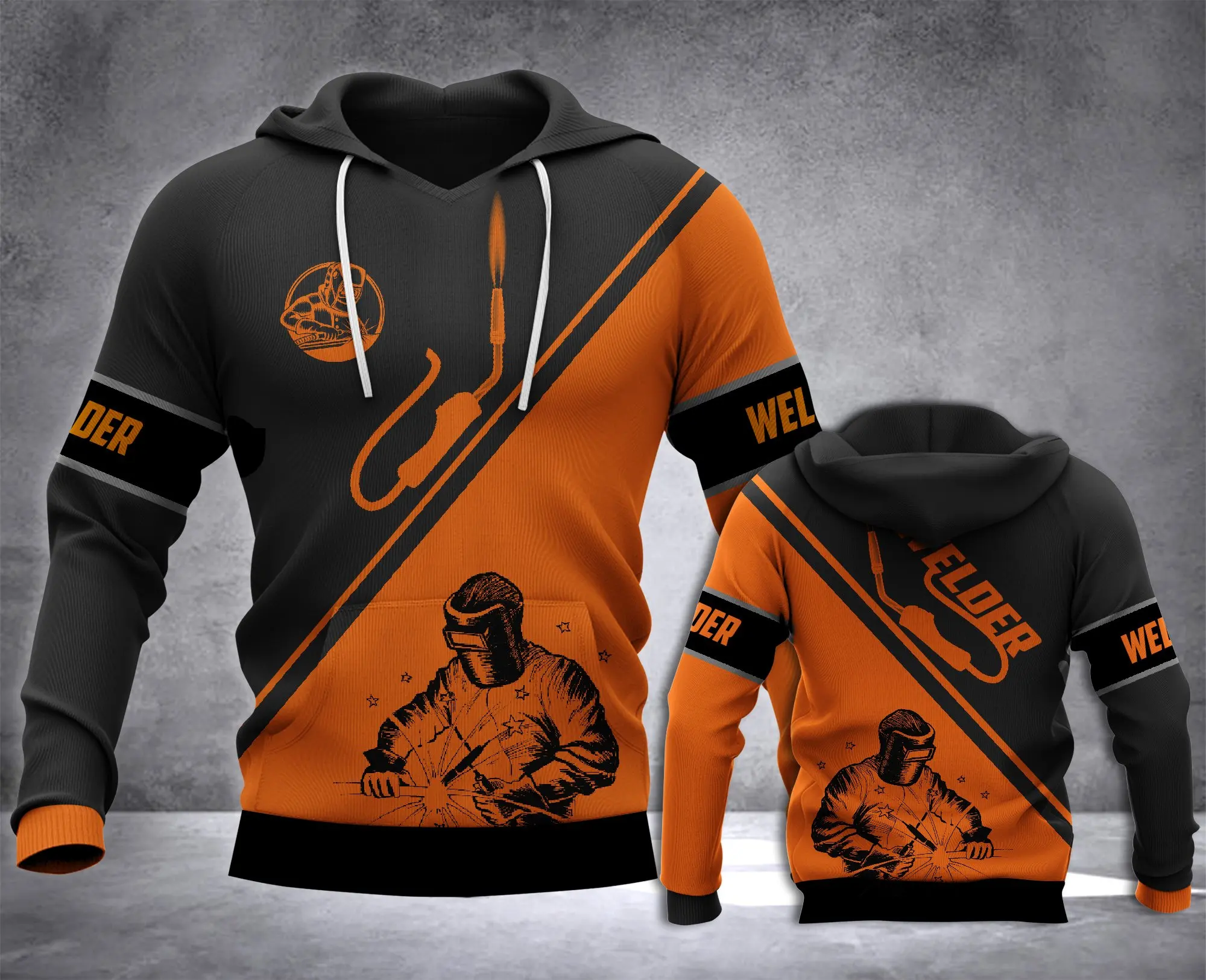 Толстовки с принтом сварщика для мужчин и женщин Модный свитшот капюшоном