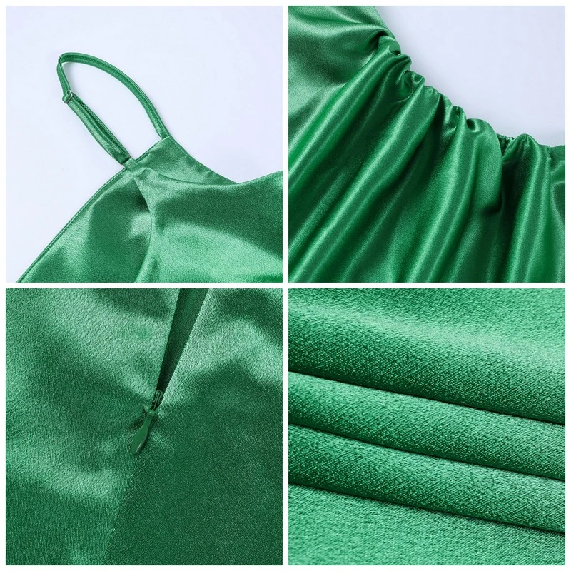 

Elegant Satin Split Ruched Women Summer Dress Sleeveless Sexy Midi Party Dresses Clubwear Evening A-line Vestidos female