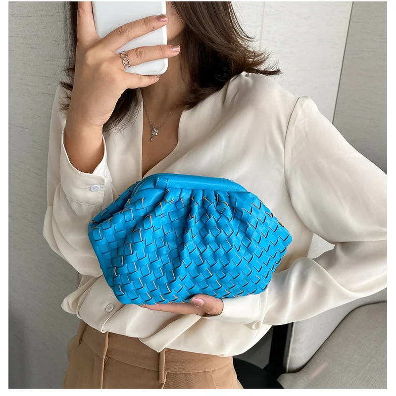 

Брендовая дизайнерская тканая сумка-ракушка, новая женская сумка через плечо из искусственной кожи, сумка через плечо, роскошная дизайнерс...