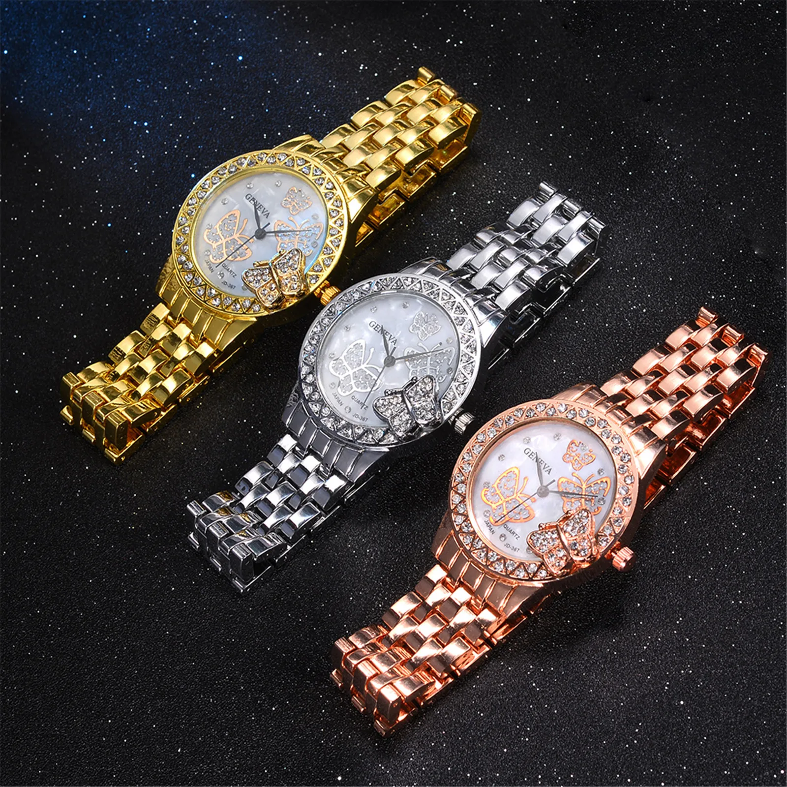 

2021 Luxurious Diamond Steel Strip Ms Quartz Analog Watch 3D Butterfly Diamond Watch Bracelet for Women's Watch Fashion Clock