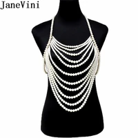 janevini vintage imitation pearls bridal necklace white bride beach wedding women necklaces shoulder chain party accessories