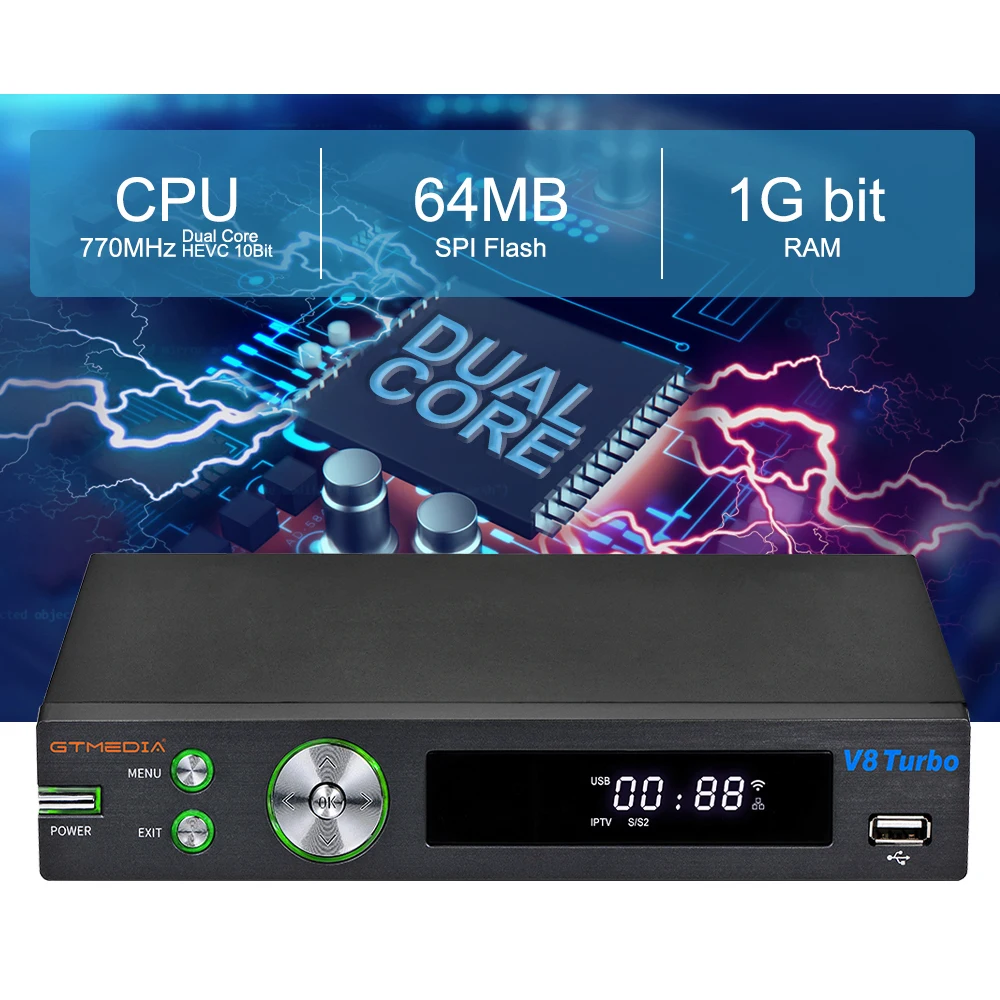 Спутниковый ресивер GTMEDIA V8 Turbo DVB-S2/T2/C поддержка Tivusat CA Card Slot ccam 1080P Full HD H.265 Pk NOVA в