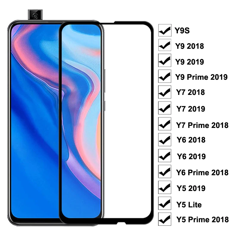 Защитное стекло 9D для Huawei Y9 2018 Y9S Prime 2019 защита экрана Y5 Lite Y6 Y7 закаленное защитная