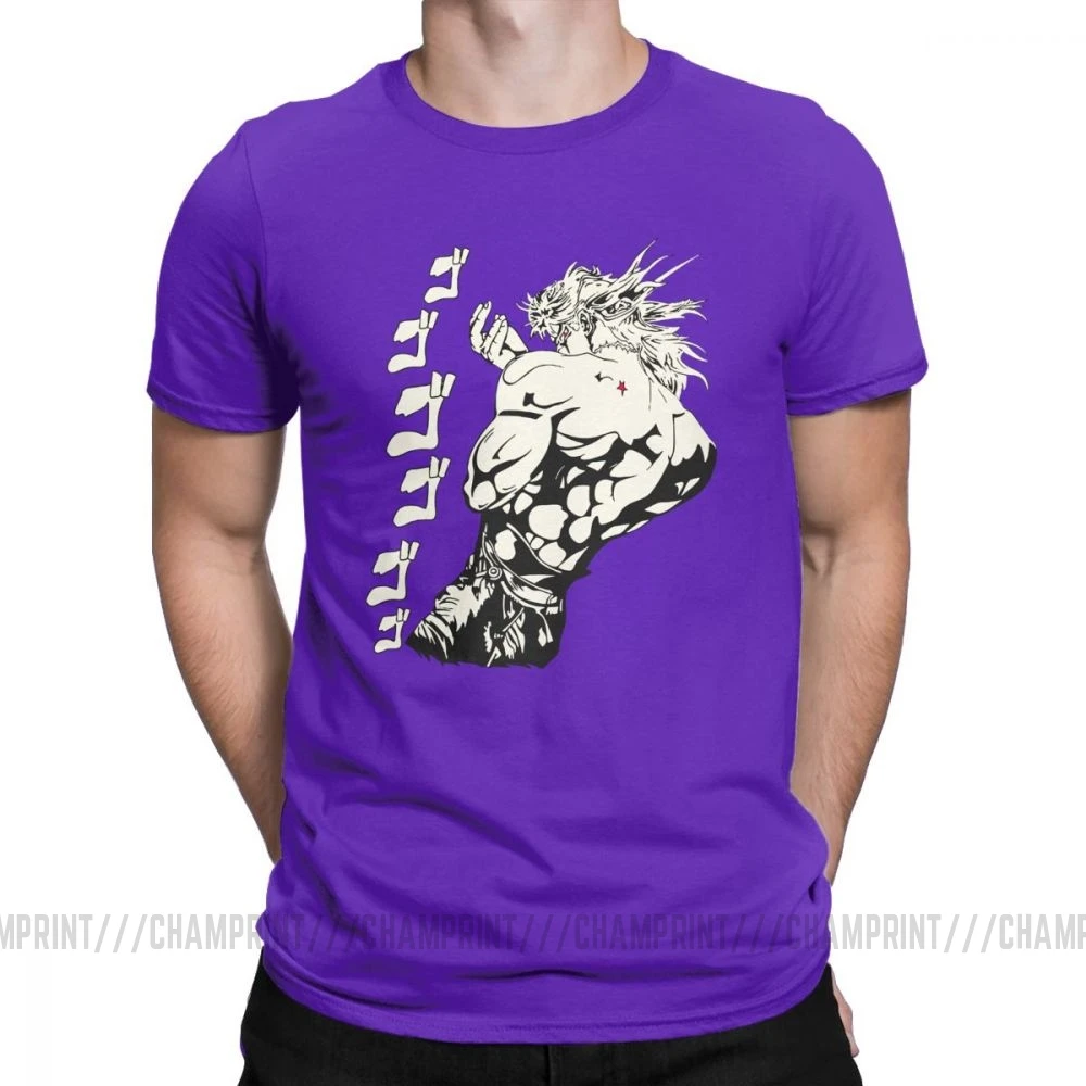Dio Brando Jojos необычные футболки для приключений для мужчин из чистого хлопка футболка Joestar аниме Kujo крови отаку крестоносцев короткий рукав футболки - Цвет: Фиолетовый