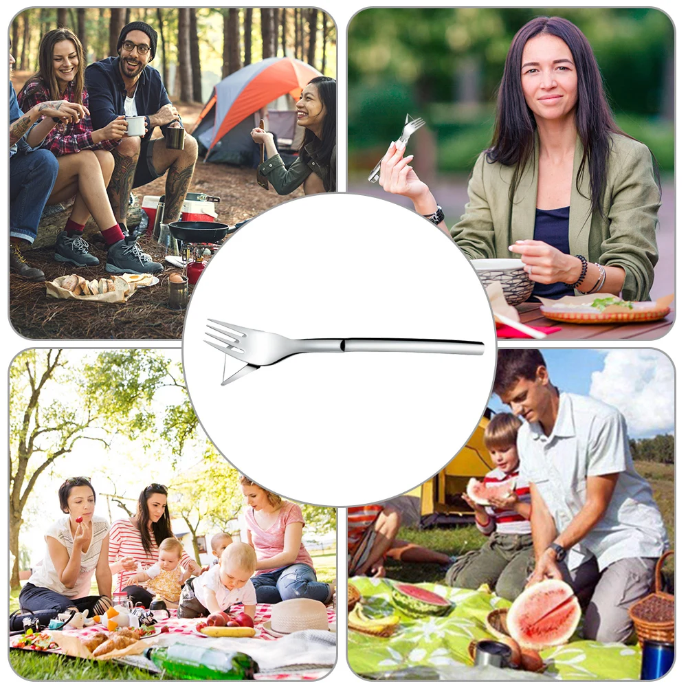 

Fruit Cutter Fork Portable Tableware Melon Fork Slicer Stainless Steel Accessory Slicer Melon Cutter Fruit Fork Slicing Tool