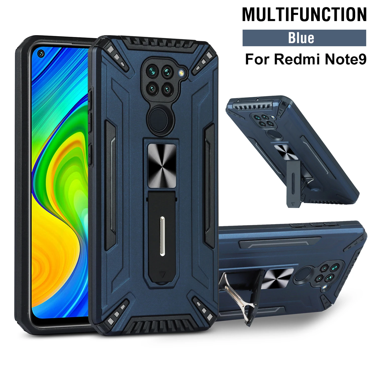 

Fashion Rugged Shockproof Armor Phone Case For Xiaomi Redmi Note 9S 9 9T Max Pro Protection Magnetic Car Kickstand Back Cover