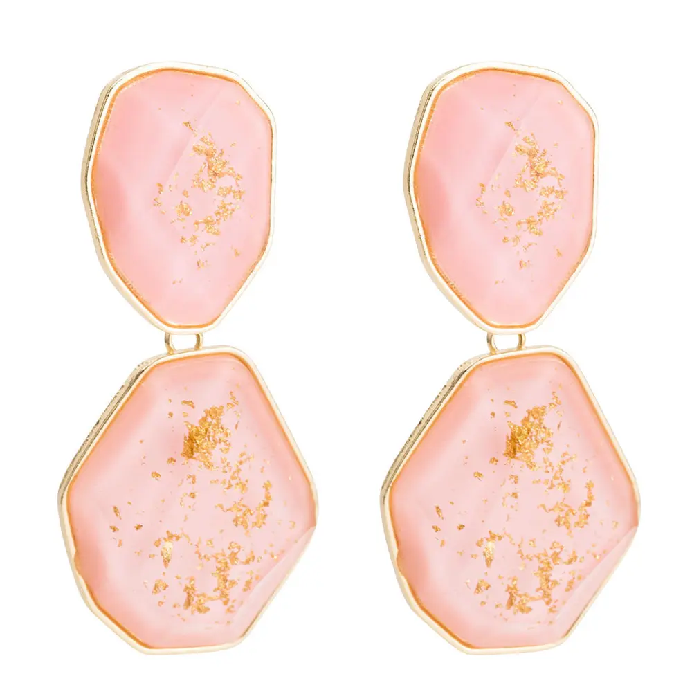 pink LUBOV, 5 цветов, геометрические висячие серьги с кристаллами, золотой цвет, металлическая оправа, серьги для женщин, подарок на день рождения, вечерние ювелирные изделия - Окраска металла: pink