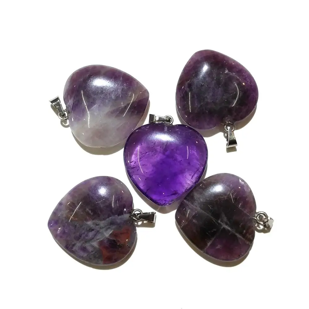 

3pcs Natural Stone Pendant 20mm Peach Heart Shape Amethysts Necklace Charms Pendant for Jewelry Making DIY Necklace