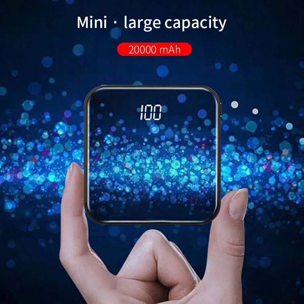 Мини-пауэрбанк 20000 мАч для iPhone 11 Xiaomi Mi портативное зарядное устройство с двумя