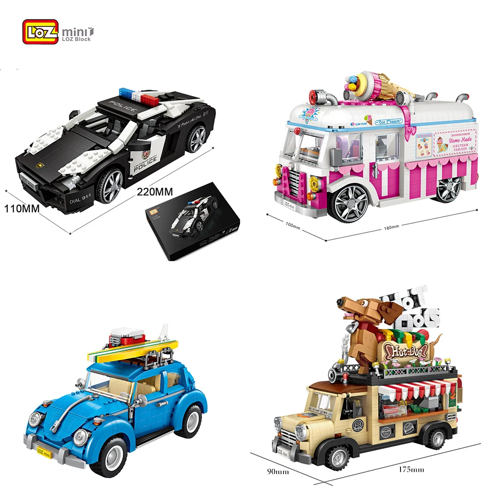 LOZ Хот дог фургон с мороженым Volkswagen Жук автомобиль модель DIY алмаз мини микро