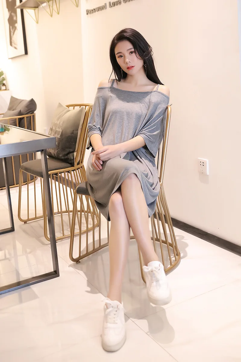 Ночная рубашка женская из модала свободная пикантная ночная без бретелек