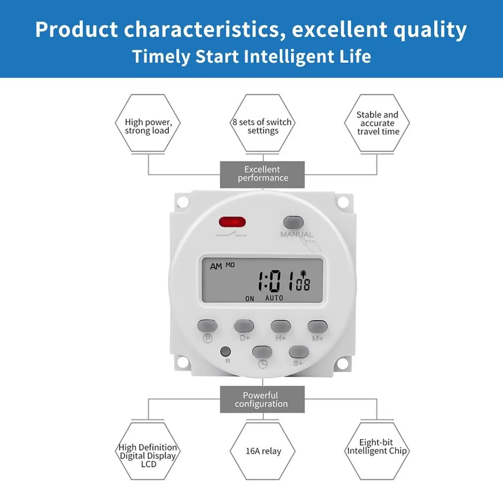 

SINOTIMER CN101S Interval Digital LCD Timer Switch 7 Days Weekly Practical Programmable Time Relay Programmer