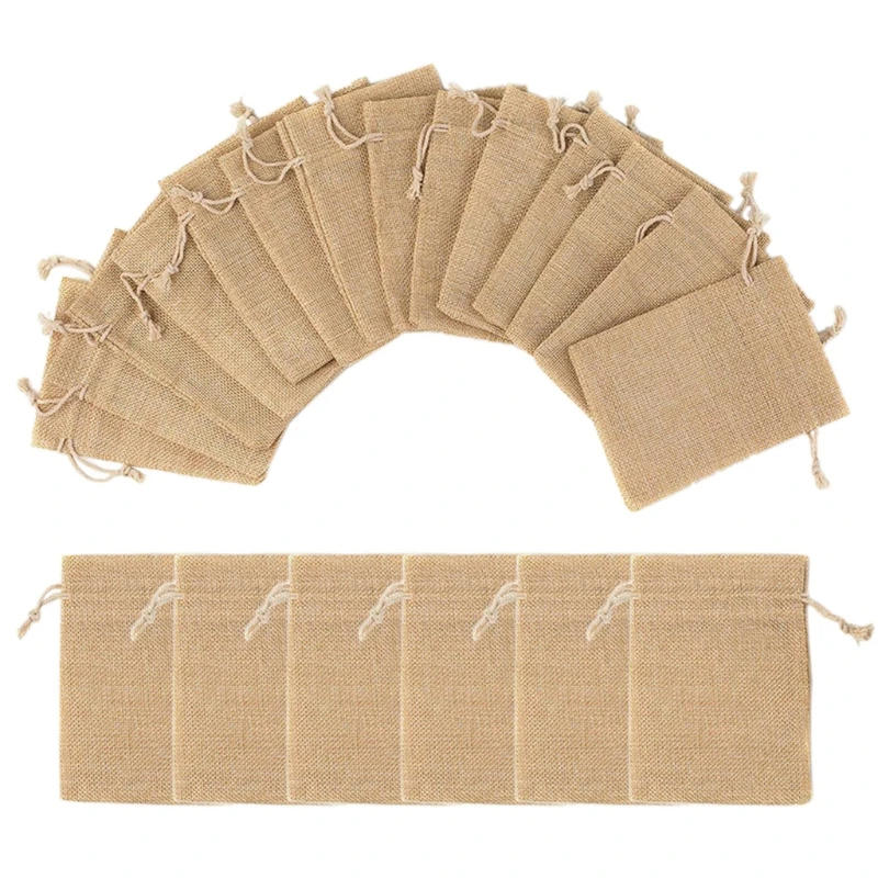 

Linen Burlap Bag Breathable Pouches with Drawstring Packing Storage Jute Sacks for Wedding Party Birthday DIY Craft L5YB