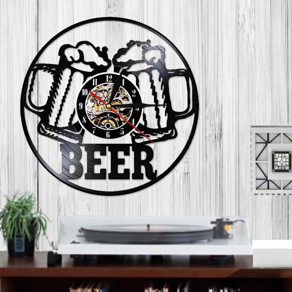Настенные часы с виниловой пластиной It is Beer Drink декоративные цветные со