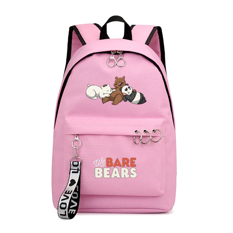 

Недорогой рюкзак с мультяшным милым медведем и принтом клиента в стиле колледжа, удобная школьная сумка с лентой для девочек