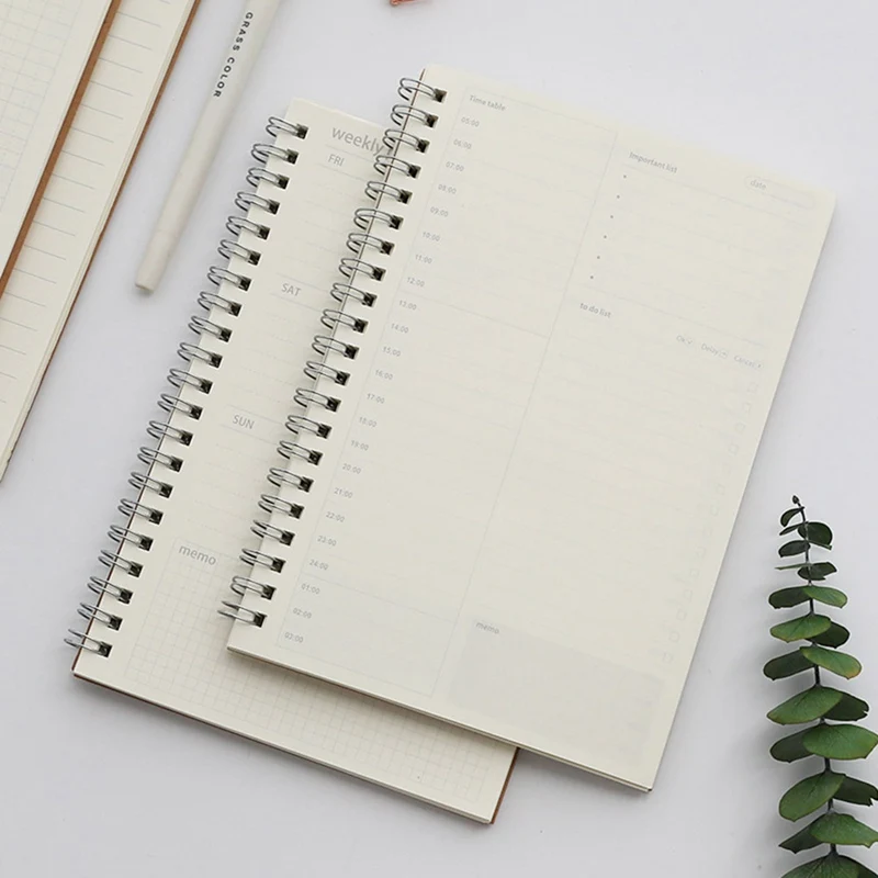 

Notebook Journal Medium Kraft Blank Daily Weekly Planner Book Time Management Planner School Supplies Stationery Gift