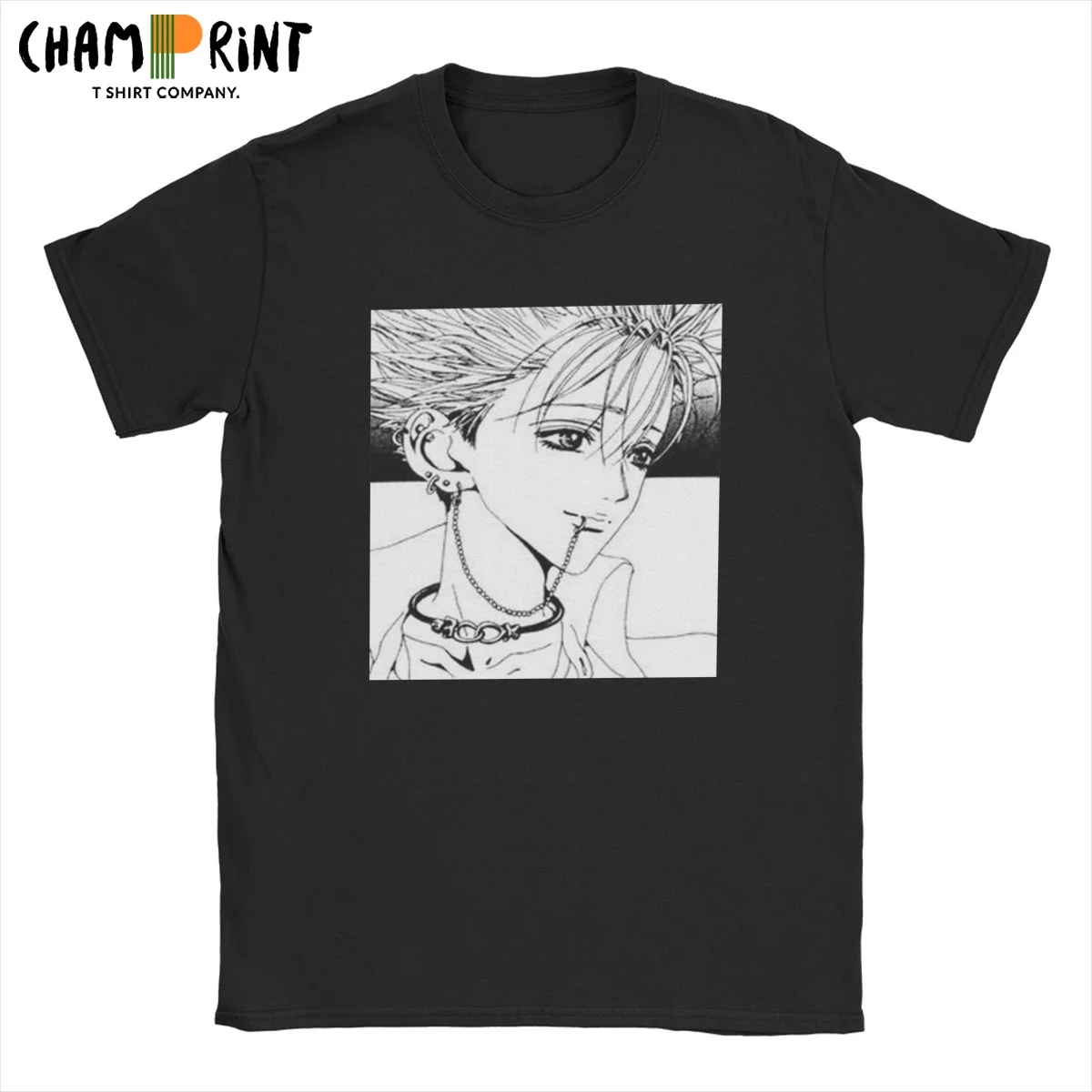 

Nana Manga Art Osaki Men's T Shirt Okazaki Shinichi Unique Tee Shirt Short Sleeve Round Collar T-Shirt Pure Cotton Plus Size