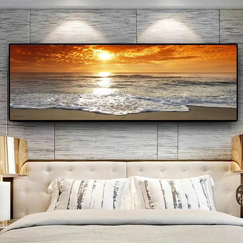 

Sunsets Natural Panorama Scandinavian Sea Beach Landscape Posters and Prints Canvas Painting Wall Art Picture Living Room Decor