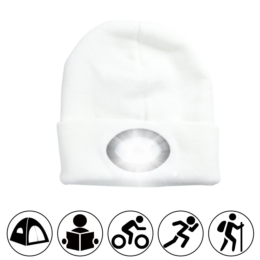 whtie light cap USB Перезаряжаемый 6 светодиодный налобный фонарь вязаная шапка светильник для кемпинга рыбалки бег Hands Free Flash светильник вязаный колпачок светильник ing головной светильник - Испускаемый цвет: whtie light cap