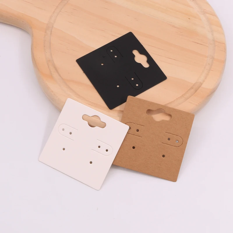 

Fashion 5*5cm 100pcs/lot Jewelry Package Display Kraft Cards Black Paper Earrings DIY Card Organizer Holders Tags