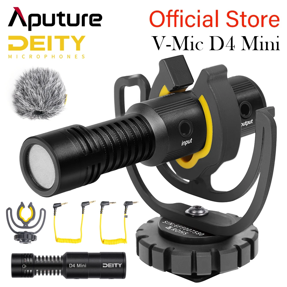 

Мини-микрофон Deity V-Mic D4, компактный головной микрофон TRS 3,5 мм с амортизирующим креплением для видеозаписи Vlog, DSLR, смартфона, записи интервью