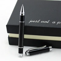 high quality carbon fiber fashion smooth black and silver rollerball pen luxury metal gift ballpoint pens for writing