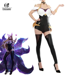 Костюм для косплея ROLECOS LOL KDA Ahri, костюм для косплея LOL KDA, кожаная форма, сексуальный костюм для женщин, комбинезон