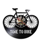 Настенные часы Time To Bike, виниловые часы в стиле ретро, черные подвесные настенные часы, Тень для велосипеда, декоративные 3D настенные часы, Декор