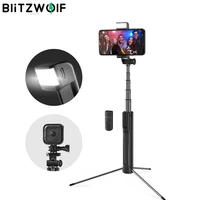 blitzwolf 3 in 1 led fill light bluetooth compatible wireless selfie stick tripod extendable monopod for iphone for huawei