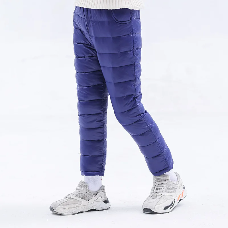 Детские штаны-пуховик унисекс зимние плотные брюки с узором в полоску | Мать и