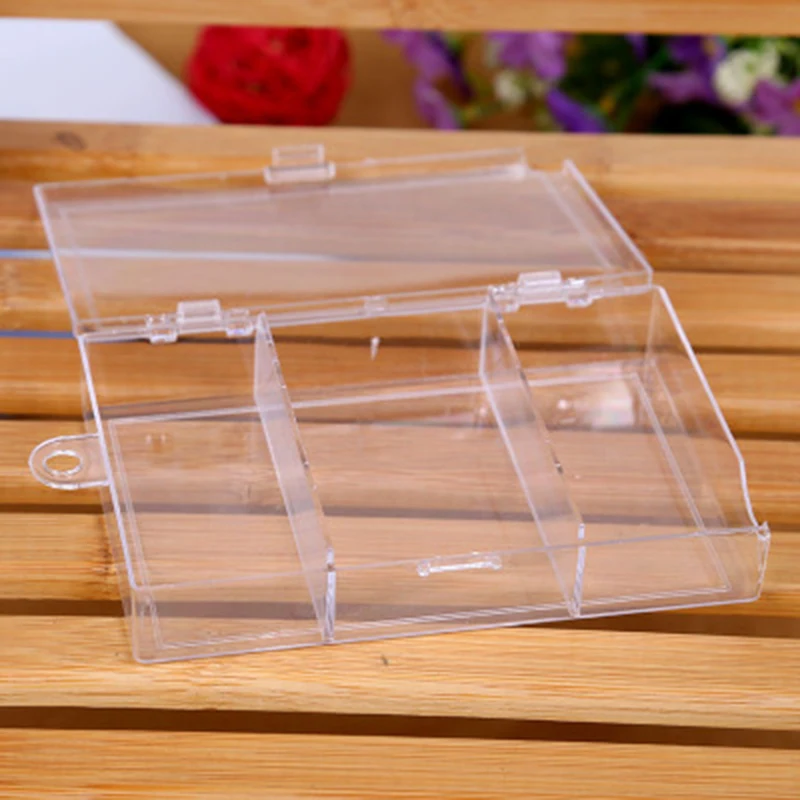 Прозрачный 3 сетки пластиковый ящик для хранения с крышкой ногтей Ювелирная